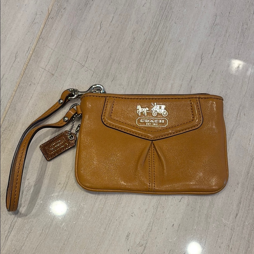 Coach Tan Leather Wristlet